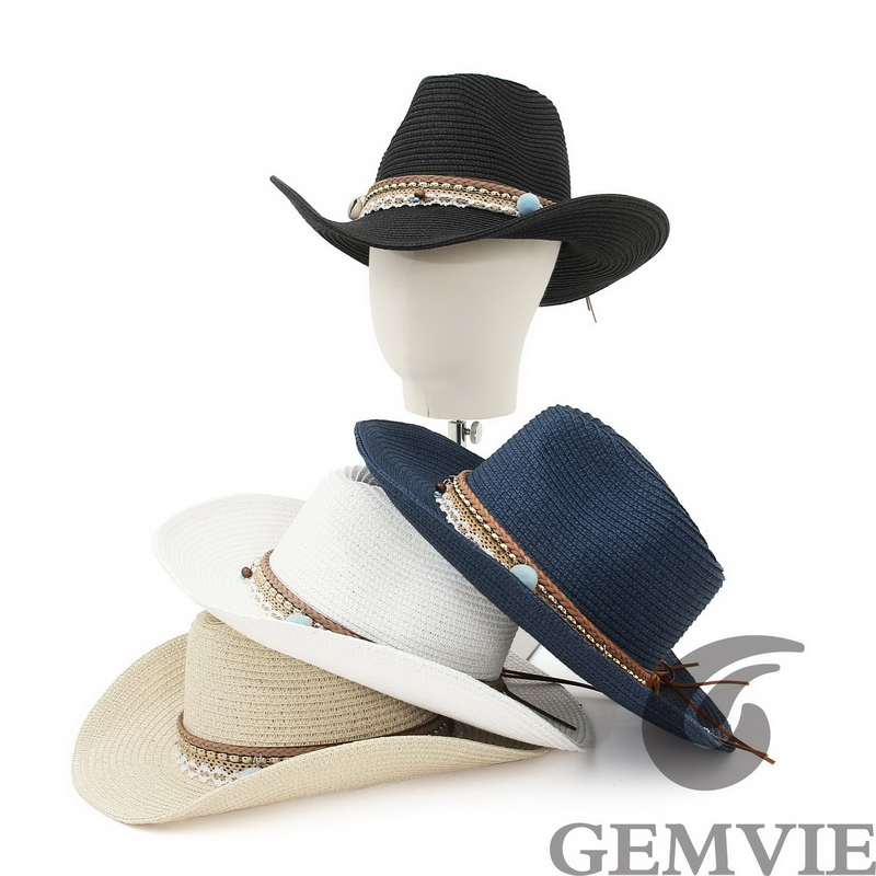 Cowboy Hat Straw - GEMVIE Topi Jerami Koboi Musim Semi