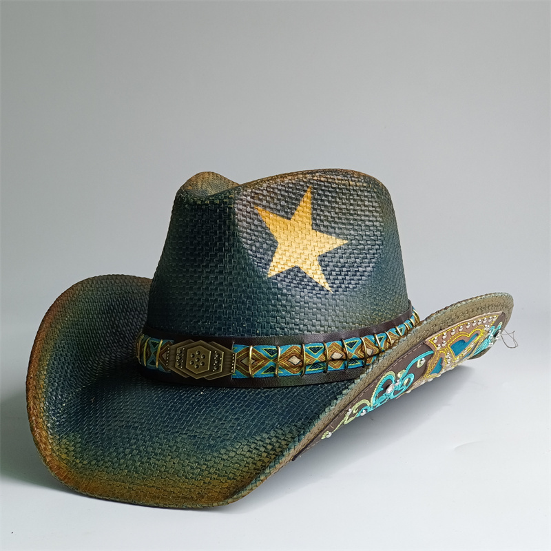 Cowboy Hat Straw - Topi koboi tebal 2026 untuk wanita,