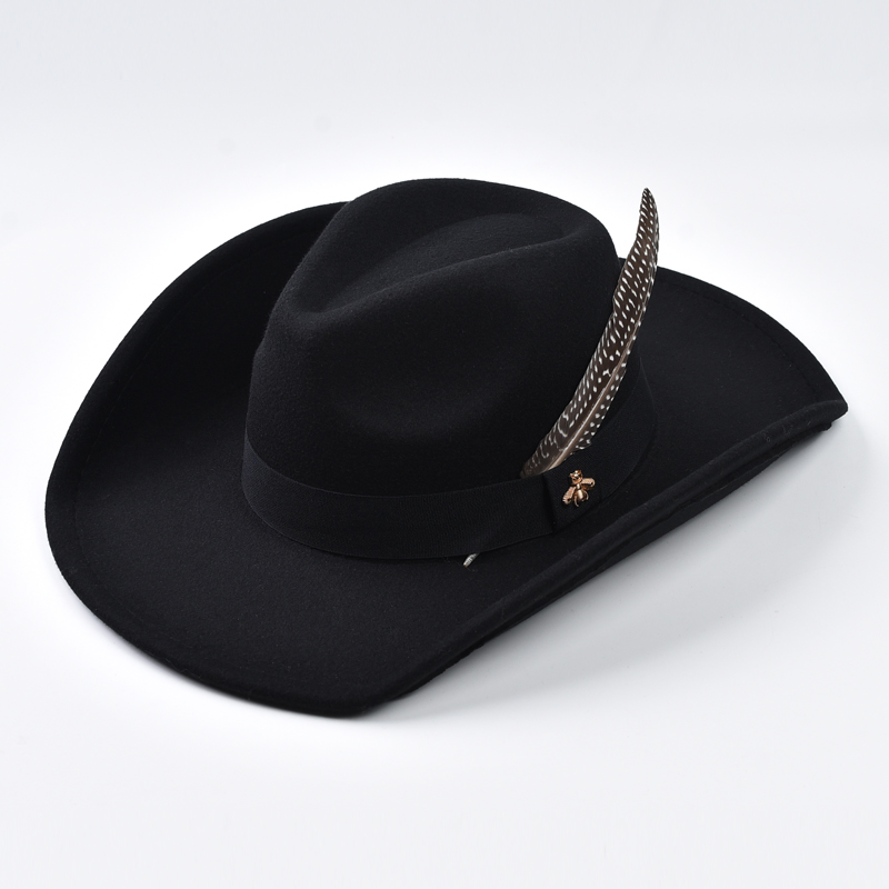 Cowboy Hat Straw - Topi Fedora Aksesoris Bulu Buatan Tangan,